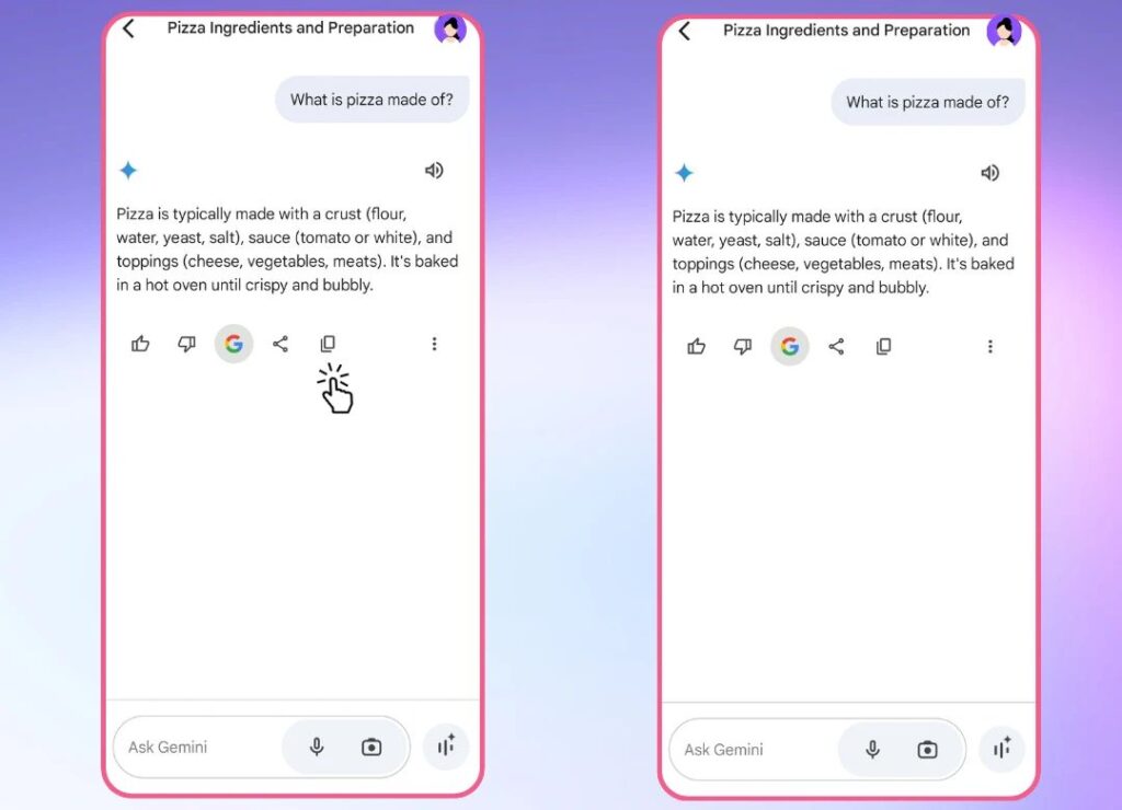 Copy Response in Google Gemini Image 